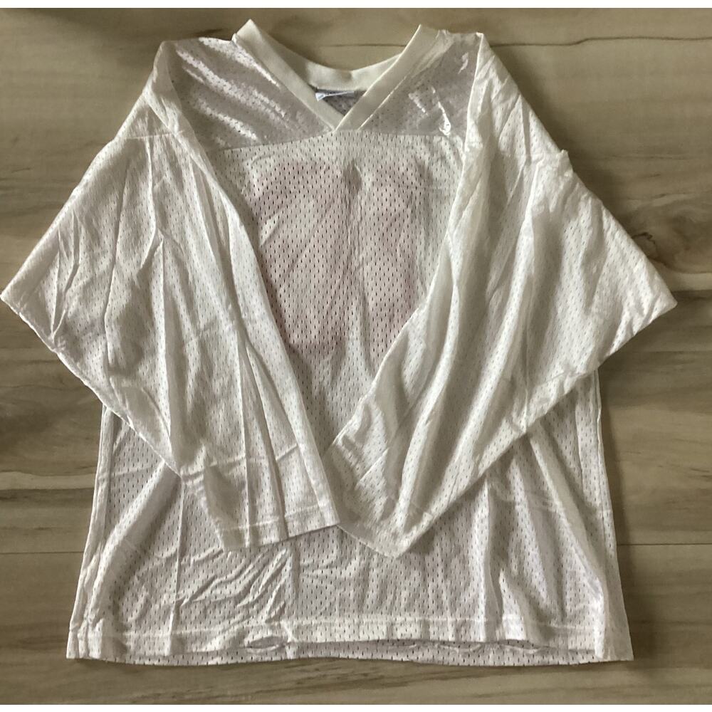 Vintage Youth Athletic Sewing Mesh 16 Jersey Shirt Size Large White/Red